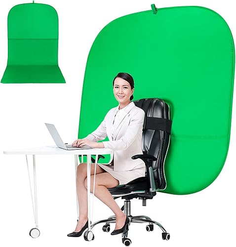 Silla de pantalla verde portátil, telón de fondo verde de 59 pulgadas con soporte, fondo verde plegable de doble cara, llave croma, para