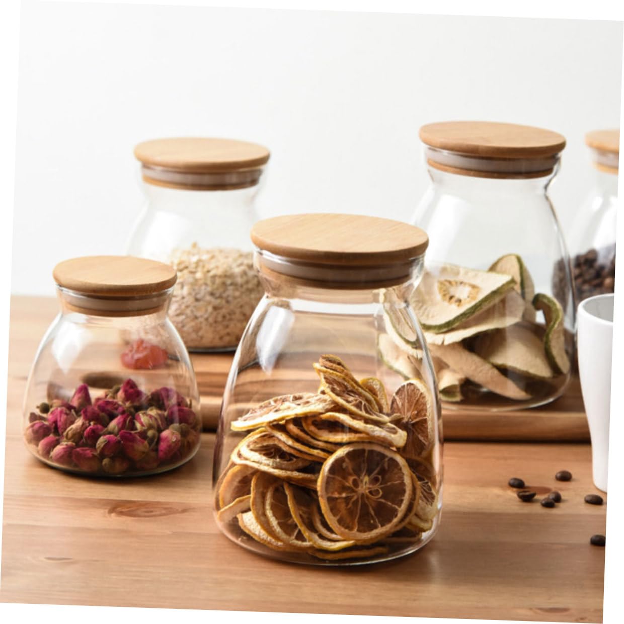 DOITOOL Contenedores de Vidrio Borosilicato 2 Piezas 1000ml para Almacenamiento y Conservación de Alimentos Tapa de Silicona y Base Plana para Escritorio