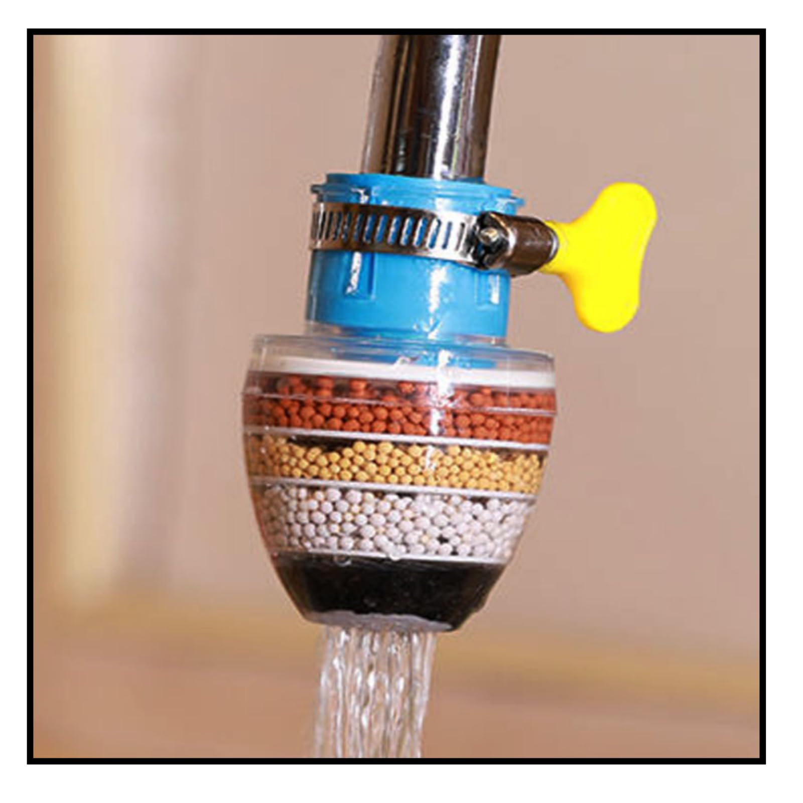 Shower Head 1 pcs Water Purifier Filter Faucet 6 Layer Carbon Activated Dust Chlorine Remover Water Softener Taps for Kitchen Sink Bathroom Wash Basin (Multicolor)