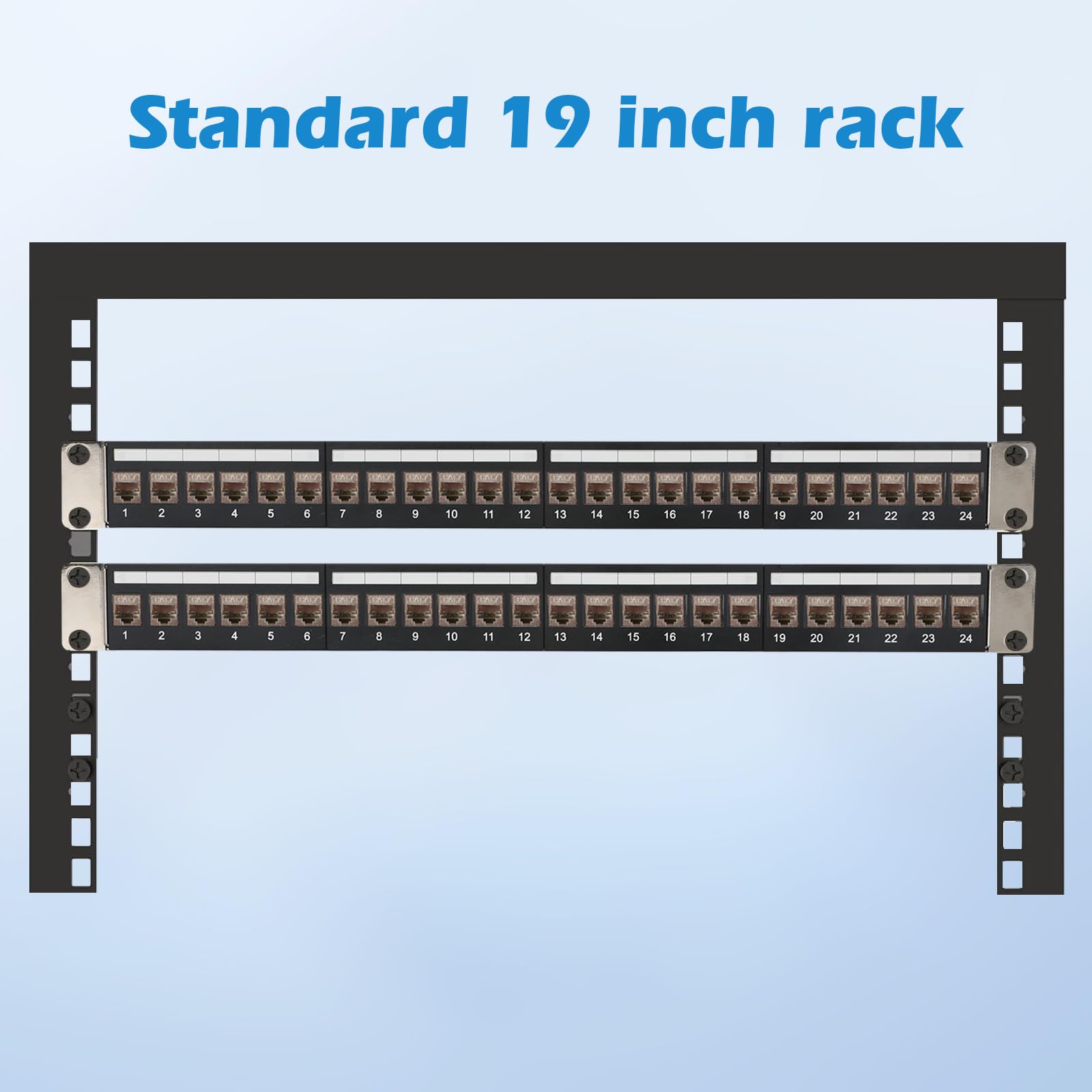 Panneau de brassage CAT7 24 ports, panneau de distribution, montage en rack 19", 24 modules Keystone Cat7, réseau LAN RJ45 blindé, 10 Gbit/s 600 MHz