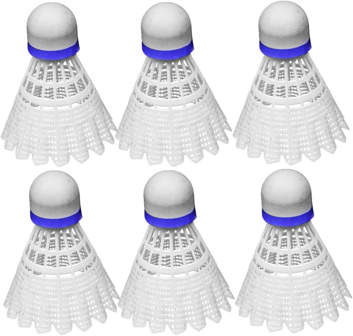 6pcs White Plastic Badminton Shuttlecock Lightweight Nylon Training Balls for Beginners Family Fitness and School Sports Activities