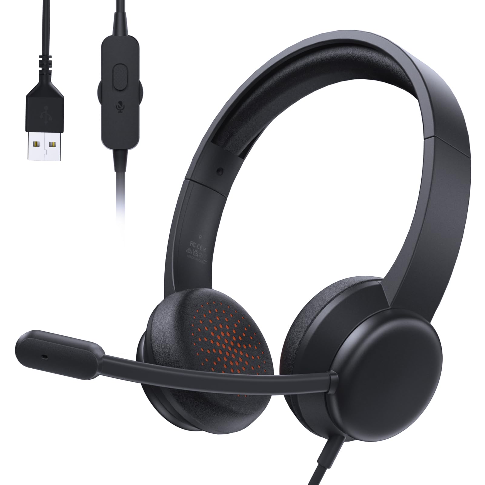 syndesmos Headsets with Microphone for PC, USB Headsets with Noise Cancelling Mic, Wired Office Computer Headsets for Skype, Call Center, Zoom, Teams, Games, Teaching-image-16