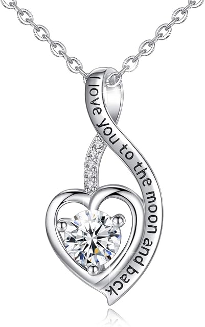 CELESTIA Sterling Silver Infinity Heart Pendant Necklace Love Gifts for Women, Mother's Day Valentines Day Gifts Present for Her