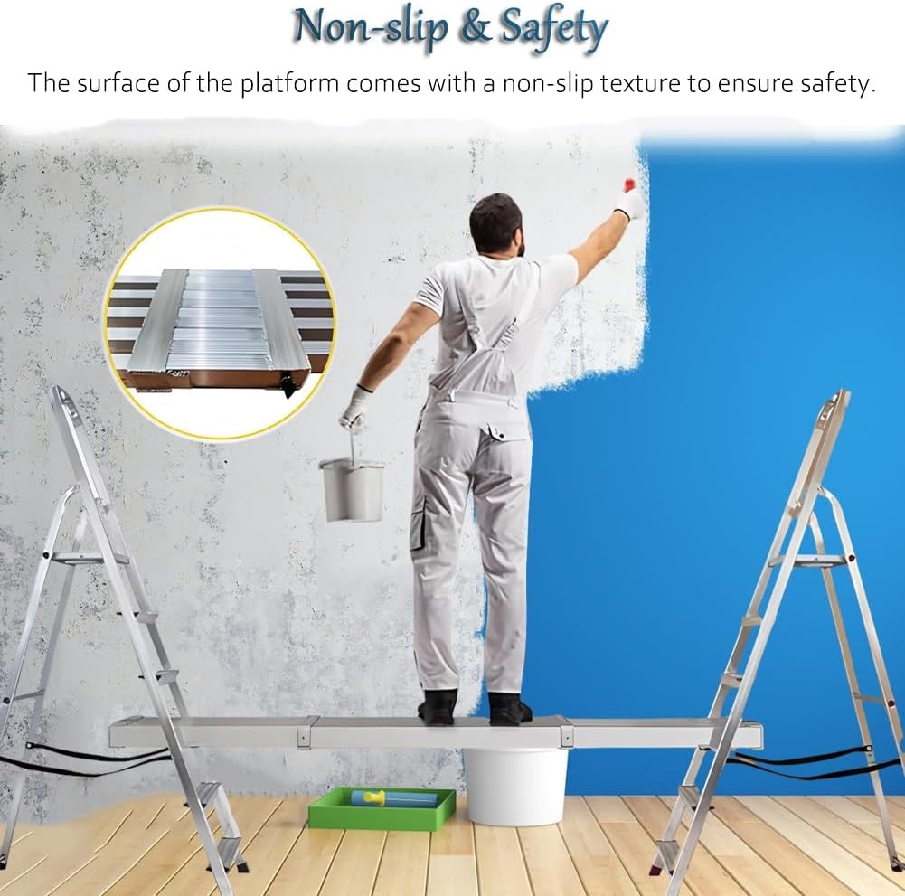 Adjustable Scaffolding Platform - Multi-Purpose Telescoping Workbench with Skid-Proof Plank for Ceiling & Wall Painting - 88.5cm (3ft) Scaffolding Equipment