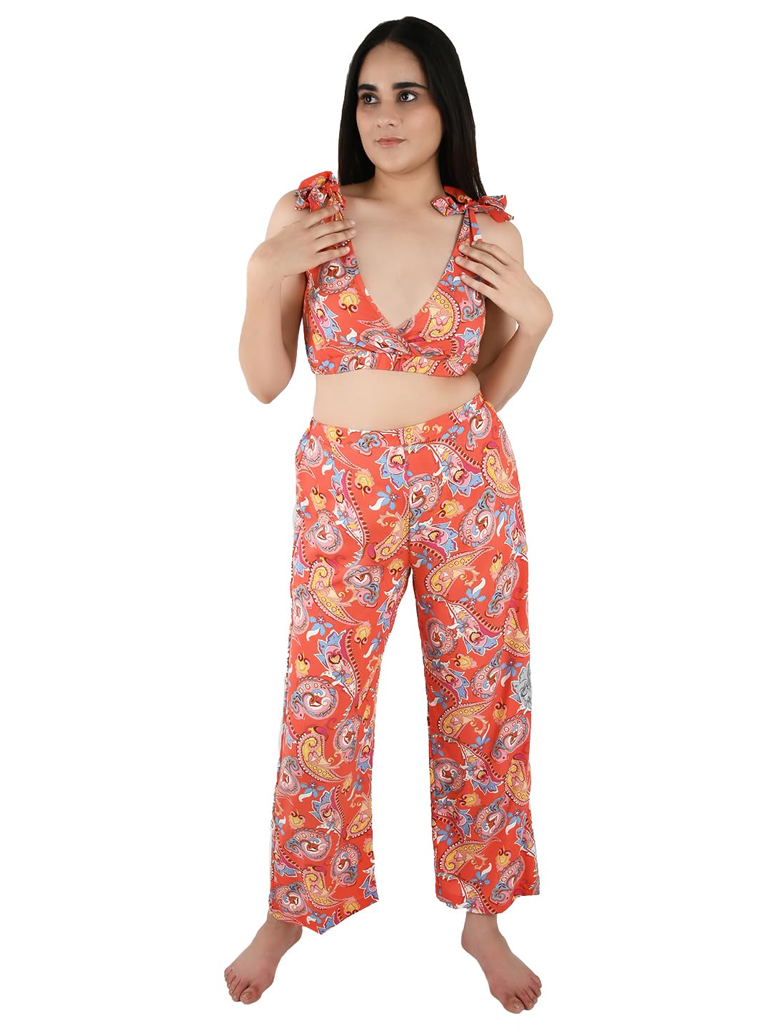 blissence Floral Printed Beachwear Cover Up Co-Ord Set for Women Teen-picture-56