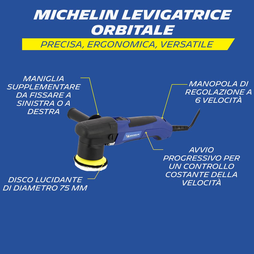 MICHELIN 8524 Lucidatrice orbitale 230V 300W per carrozzeria, diametro 75 mm