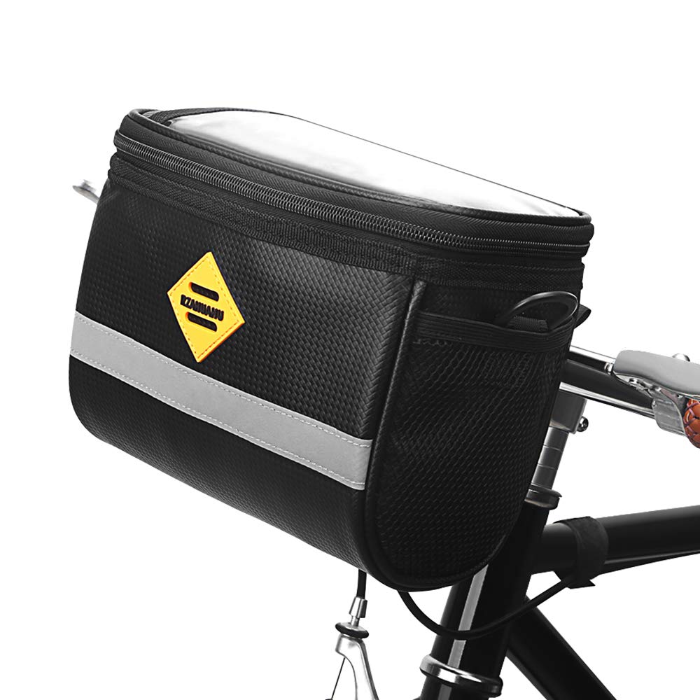 YHD Handlebar bag, bicycle bag, bicycle front bag, made of PVC leather, suitable for most bicycles, can be hung back or hung up