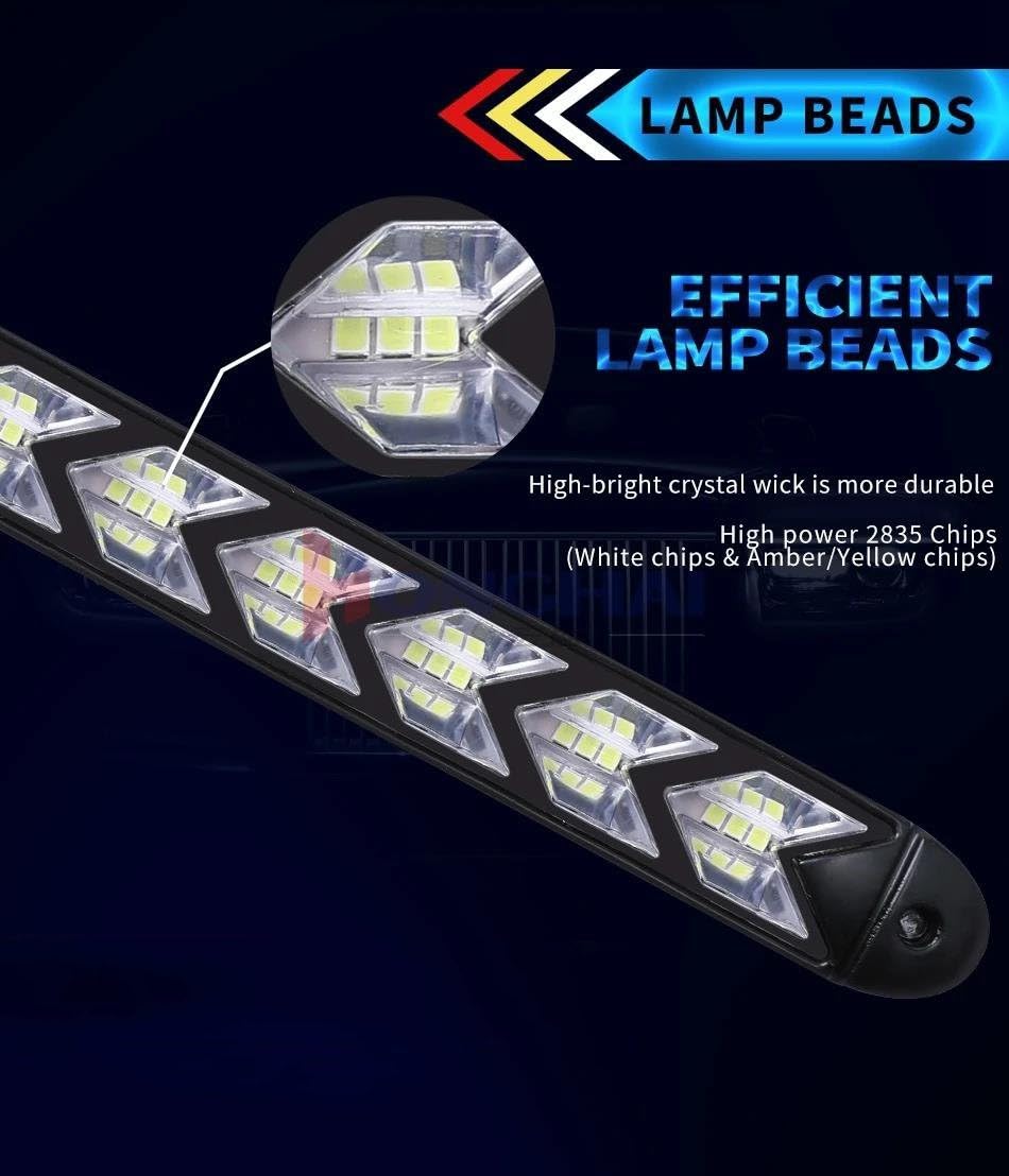 Luces Giro Indicadoras Tira Luces Led Conducción Diurna Para Coche 2 Uds 12V Impermeable Secuencial Flexible Flecha Amarilla Señal Giro Luz Advertencia Seguridad Indicadoras Giro Dinámicas ( Size : Re