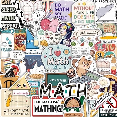 100Pcs Math Stickers for Laptops & Water Bottle - Funny Math Gifts, Party Supplies & Decorations - Nerd Stickers — Gift for Women & Men