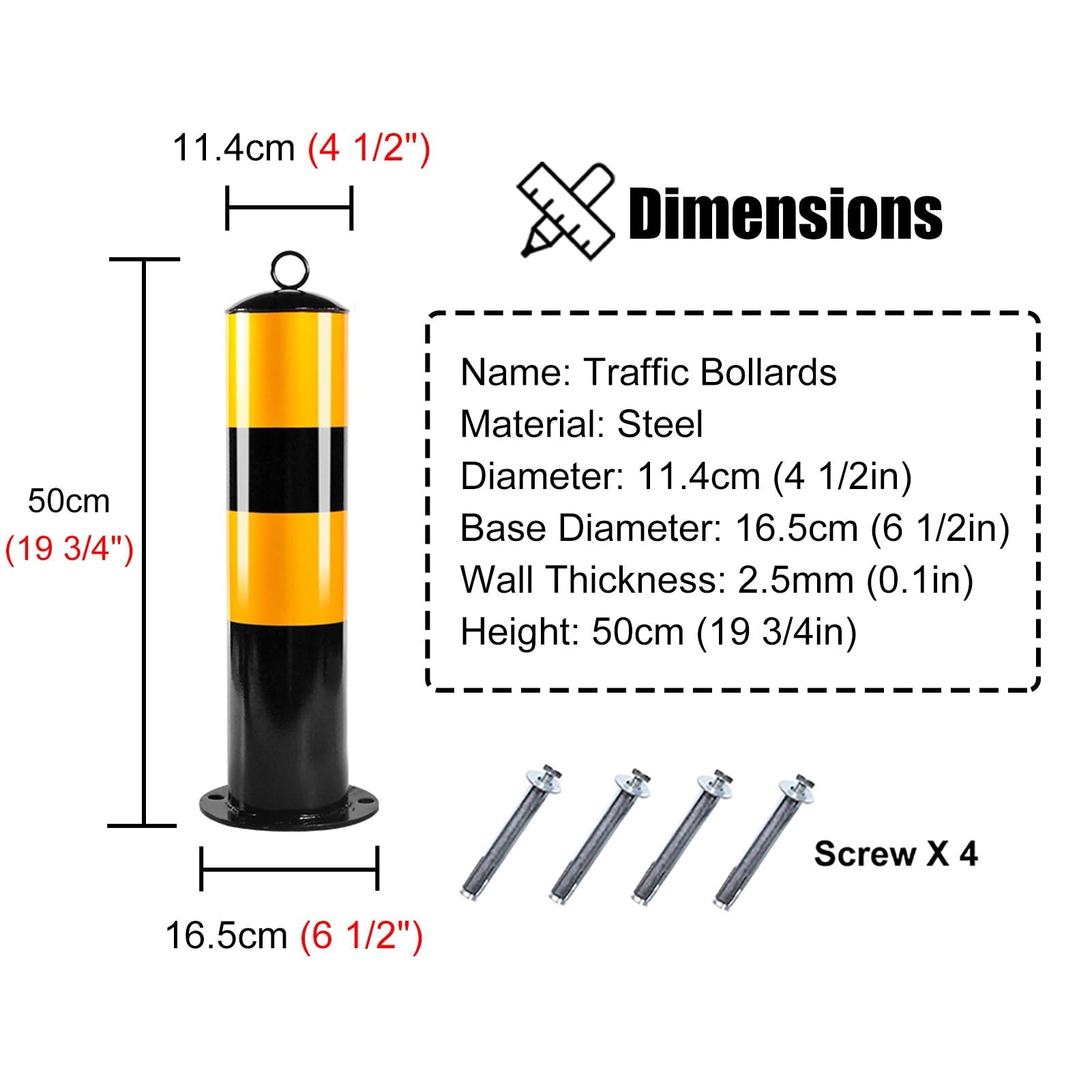 2 conos de seguridad for señalización vial, bolardos seguridad for entradas de vehículos, conos control acceso pernos, postes delimitadores de tráfico for obras/estacionamientos(50cm Height)