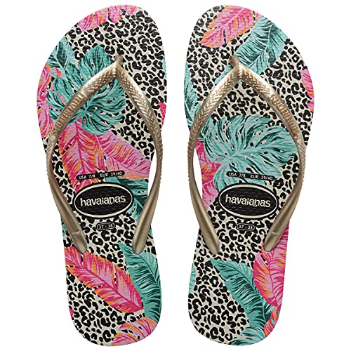 Chinelo Slim Animal Floral, Havaianas, Feminino, Bege Palha, 37/38