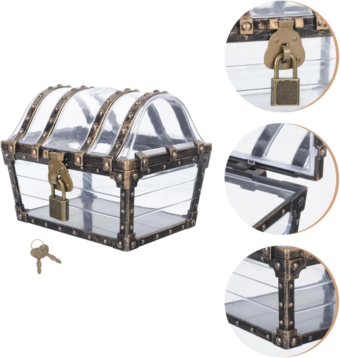 Zerodeko Treasure Chest, Prize Box, 5.11In Kids Mini Plastic Treasure Box for Party Favors Decoration and Jewelry Storage