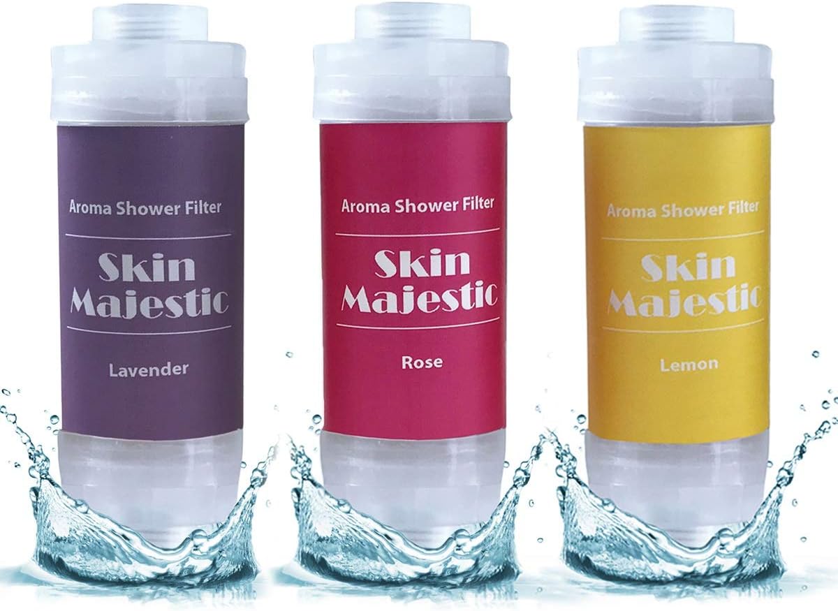Skin Majestic Aroma Shower Filter - Microfiber Showerhead Filters To Remove Chlorine And Flouride - Efficient Filtered Shower Head Aqua Soft With Vitamin C For Healthy Skin & Hair (Multi 3 Count)