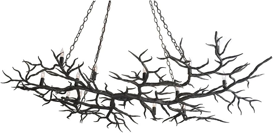Currey and Company 9007 Rainforest - Fourteen Light Chandelier, Rustic Bronze Finish with Shade Option