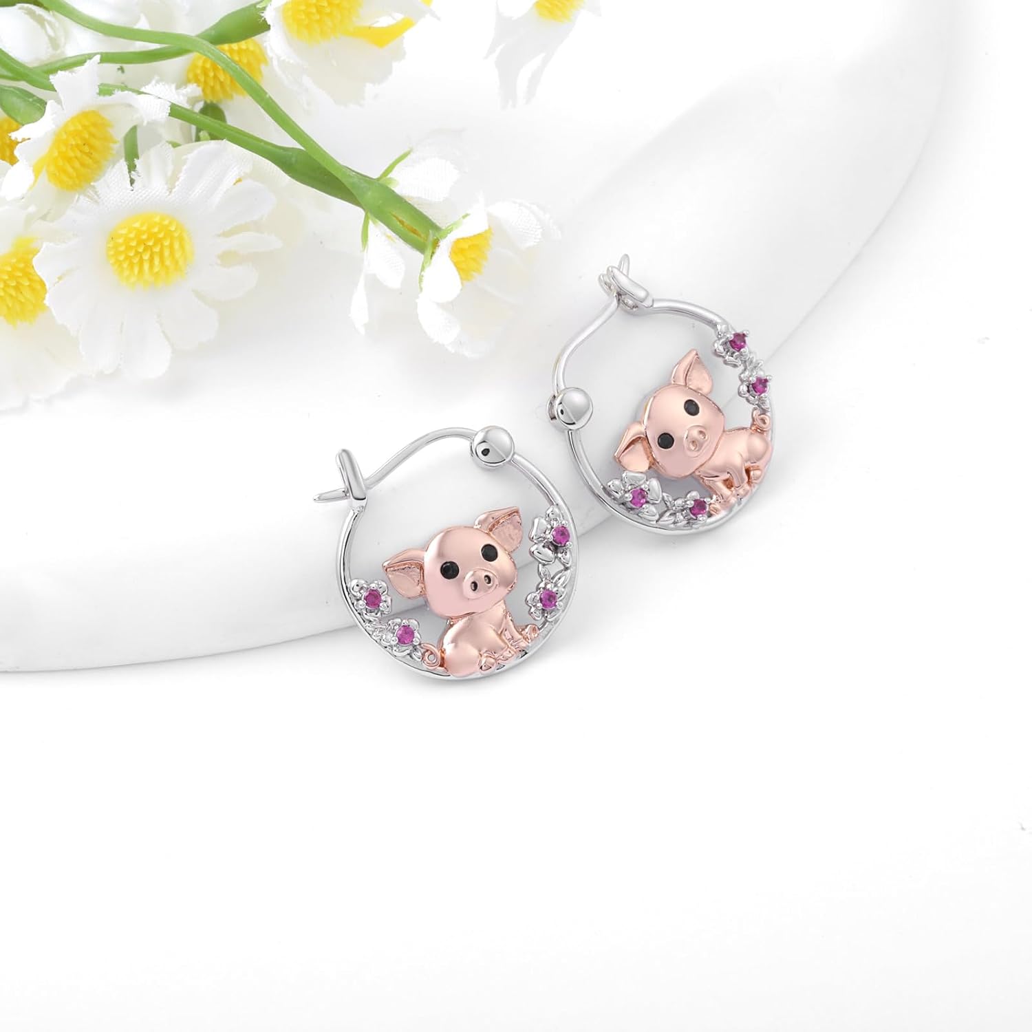 Animal Hoop Earrings for Women - Silver Hypoallergenic Chihuahua/Yorkie/Goat/Pig/Frog/Scorpion/Spider/Mermaid Huggie Earrings Jewelry Gifts Hypoallergenic