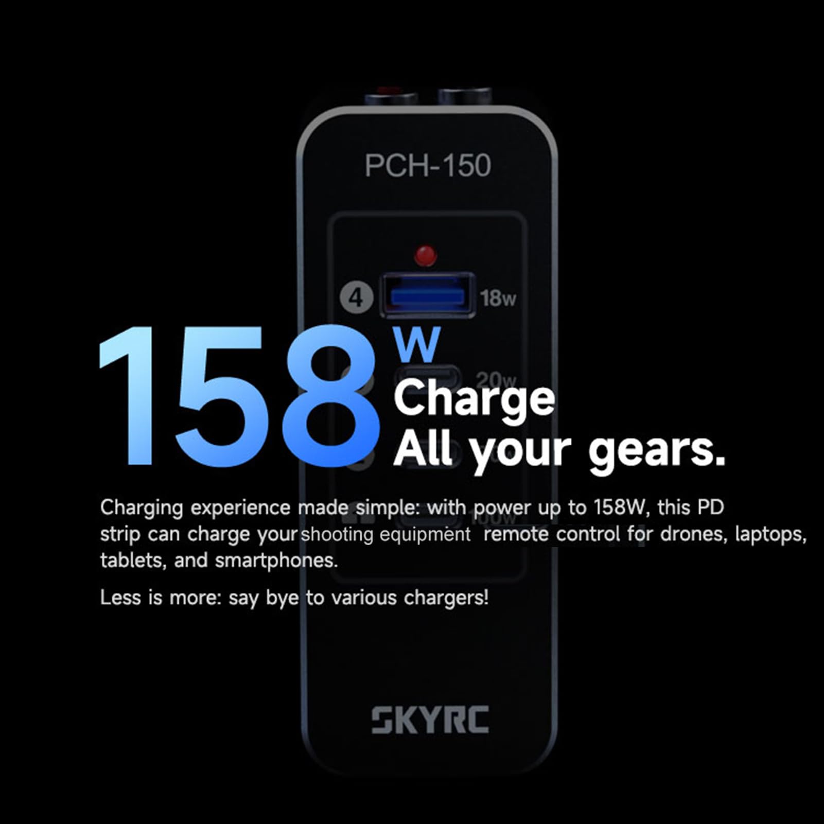Multipresa con porte USB PCH-150 Power & Charging Hub, 158W 4-Port Power Strip con 3 porte USB-C + 1 porta USB-A di ricambio per iPhone, Samsung, Huawei, MacBook e altro