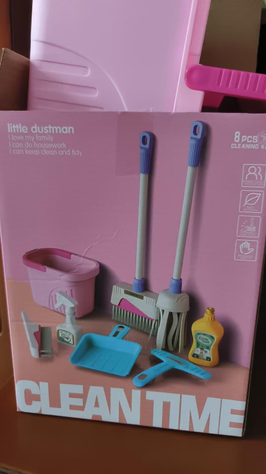 Hummigoo Kids Cleaning Set 8 Piece - Toy Cleaning Set Includes Broom, Mop, Brush, Dust Pan