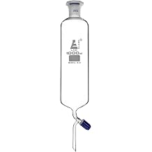EISCO Dropping Funnel, 1000ml - 29/32 Plastic Stopper - Ungraduated, Screw Type Rotaflow Stopcock - Cylindrical, Borosilicate Glass