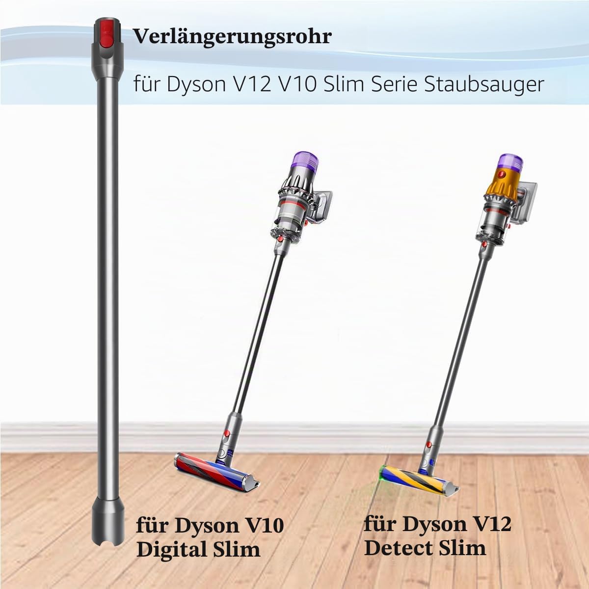 Verlängerungsrohr für Dyson V12 Detect Slim Staubsauger, Ersatzteile Saugrohr Schnellspanner Verlängerungsstab für Dyson V10 Digital Slim, Teleskoprohr Zubehör 74 cm - Grau