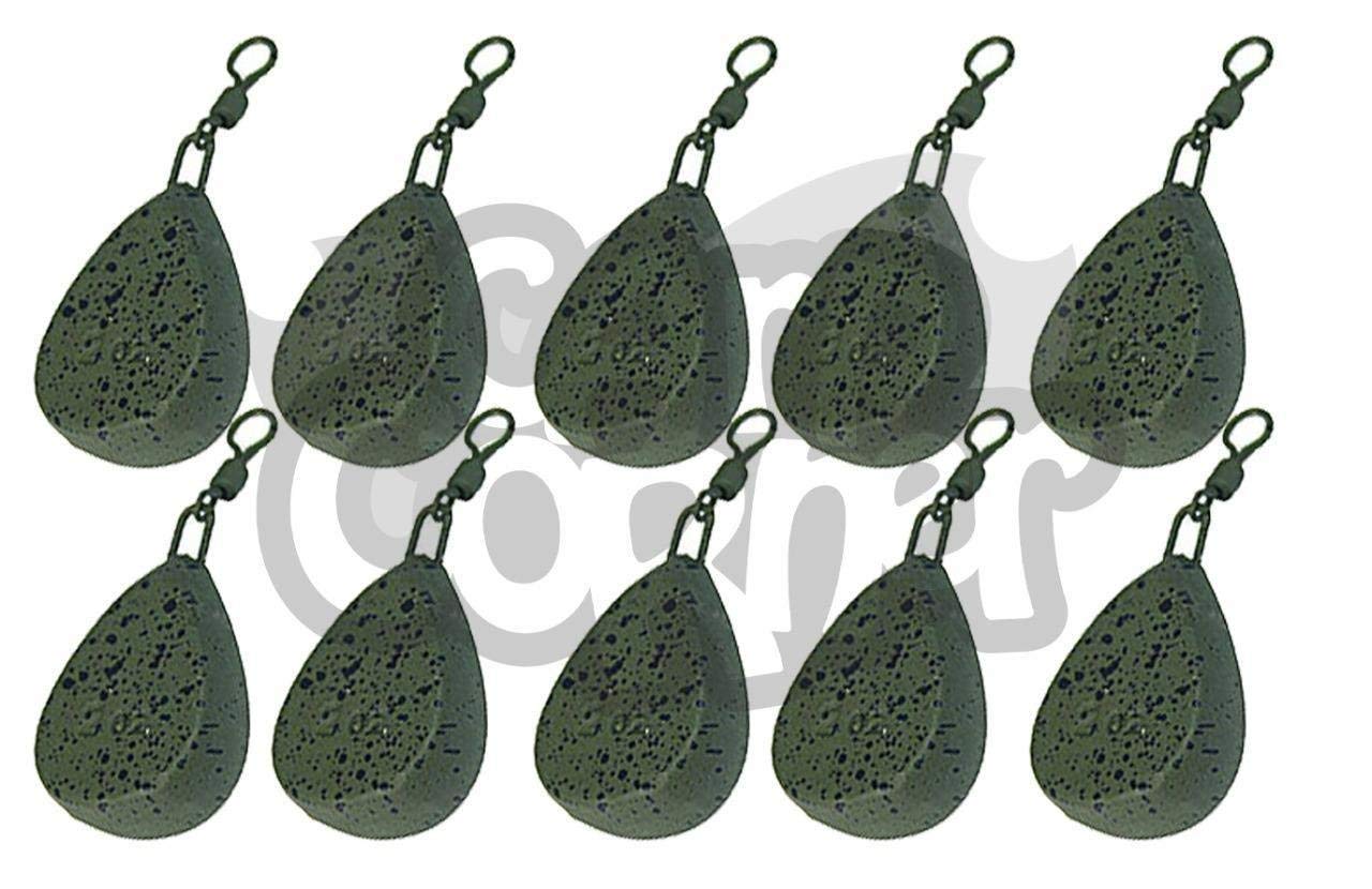 NGT 10 x 1.5oz Flat Pear Style Carp Fishing Tackle Weights in Green, Tungsten Material, Drop Shape, Ideal for Carp Fishing