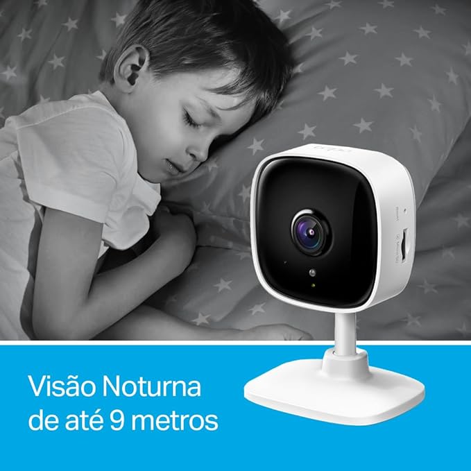 Camera de Segurança Wi-Fi, 1080p Full HD TP-Link Tapo C100, Visão Noturna, Audio de Duas Vias, Trabalha com Alexa, Detecção de Movimento, 512G de armazenagem, Armazenamento na Nuvem
