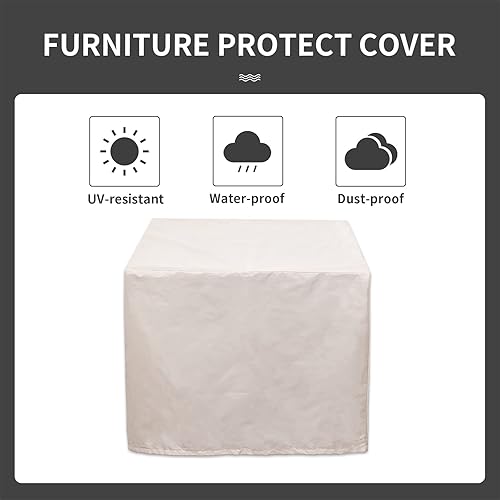 Miniatura 7 de WAROOM Fogata de propano, mesa de mimbre de polietileno para exteriores de 30 pulgadas con vidrio ignífugo y cubierta impermeable, para fiestas y