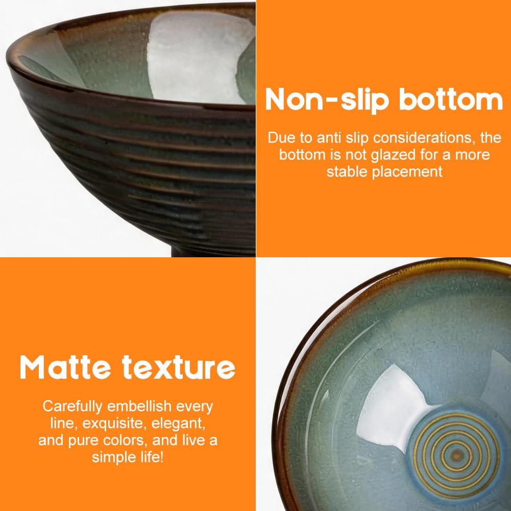 Set di 2 ciotole per ramen in ceramica, 1200 ml, con bacchette e cucchiai, ciotola grande per ramen zuppe, pasta, insalata di frutta (turchese retrò)