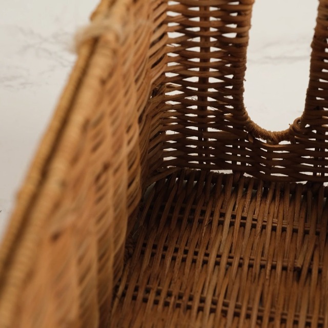 Cable Management Box, Handmade Rattan Cable Organizer, 2 Open Slots Cords Hider Box, Under Desk