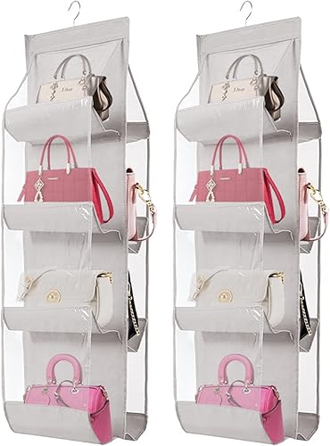 AARAINBOW Paquete de 2 organizadores colgantes para bolso fibra de poliéster transpirable organizador de bolsos de PVC 8 bolsillos de fácil acceso