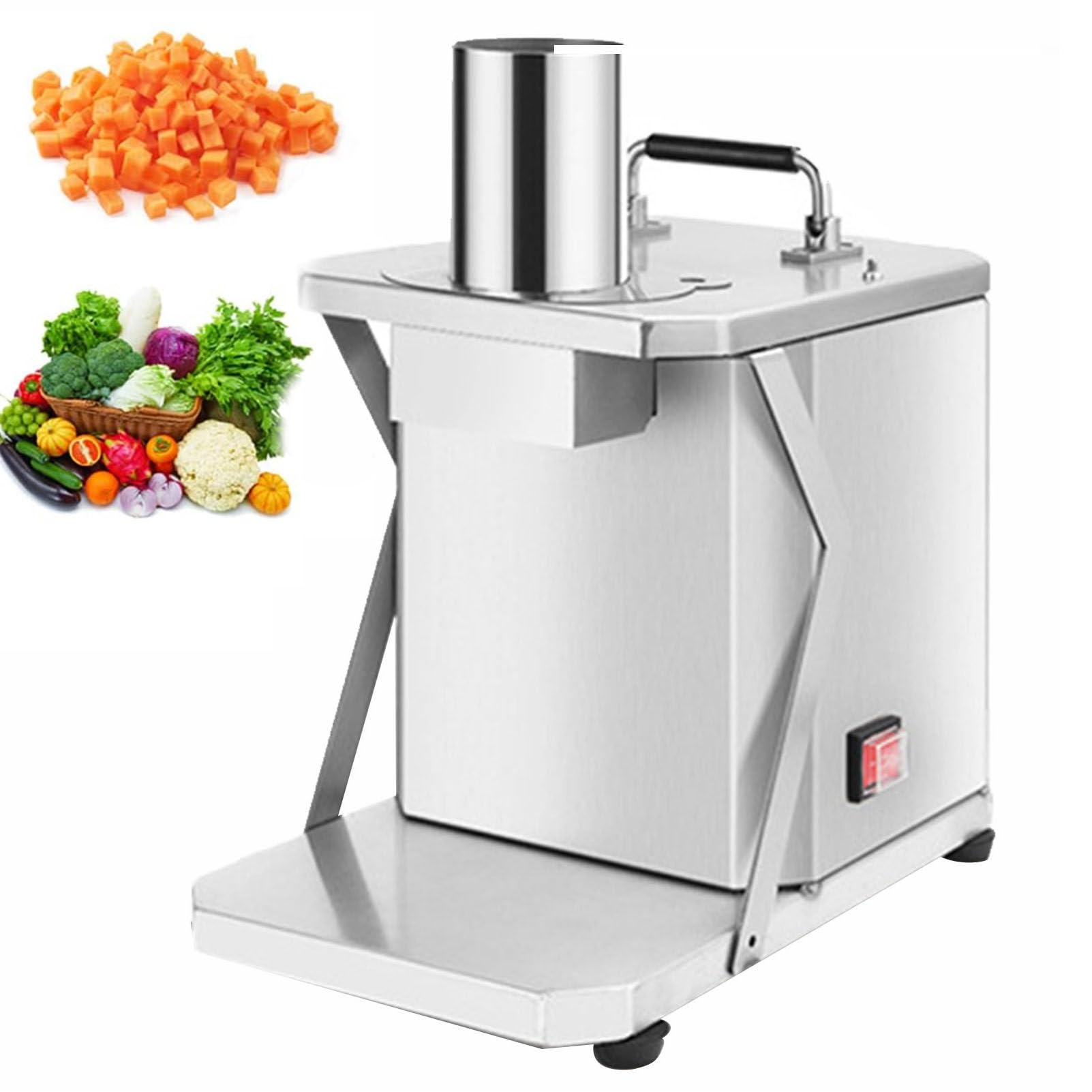 ASerZenith Electric Vegetable Dicer, Stainless Steel Fruit Chopper Dicer Shredder Automatic Onion Potato Cutters Food Processor Cutting Machine,8Mm