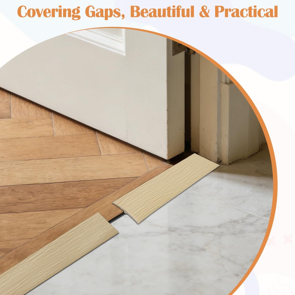 Self-Adhesive Transition Profile, Transition Strip Floor, T Profile Transition Strip, Floor Height Adjustment, Cover Strip for Door Thresholds and Connecting Floors of Laminate Plank Tiles (Maple, 3 m