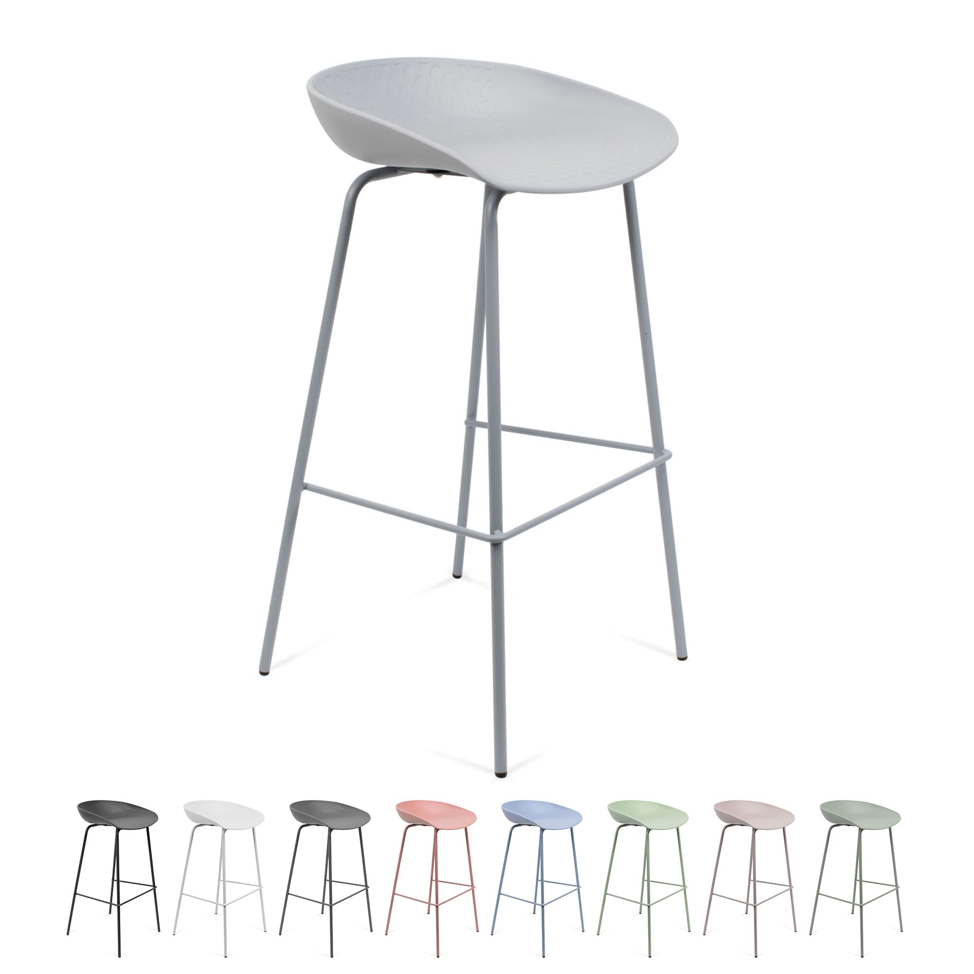 THE SECRET HOME - Polypropylene and Metal Stool - Height 84cm x Length 44cm x Width 43cm - Light Grey - Extra Home Seat - Ideal for Kitchen (Model 2)