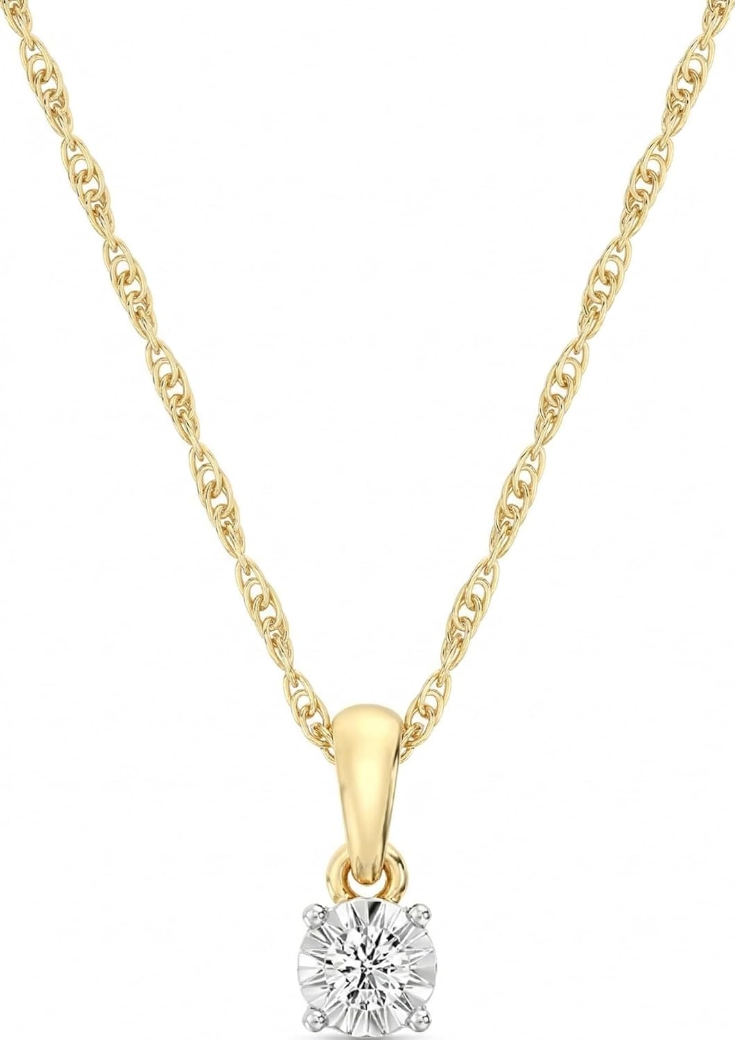 Itsy Bitsy by GildedRound Solitaire 1/10 Cttw Lab-Grown Diamond Pendant Necklace, Sterling Silver with 14KT Gold Plated Silver, Classic 4-Prong Setting, 18inch Chain