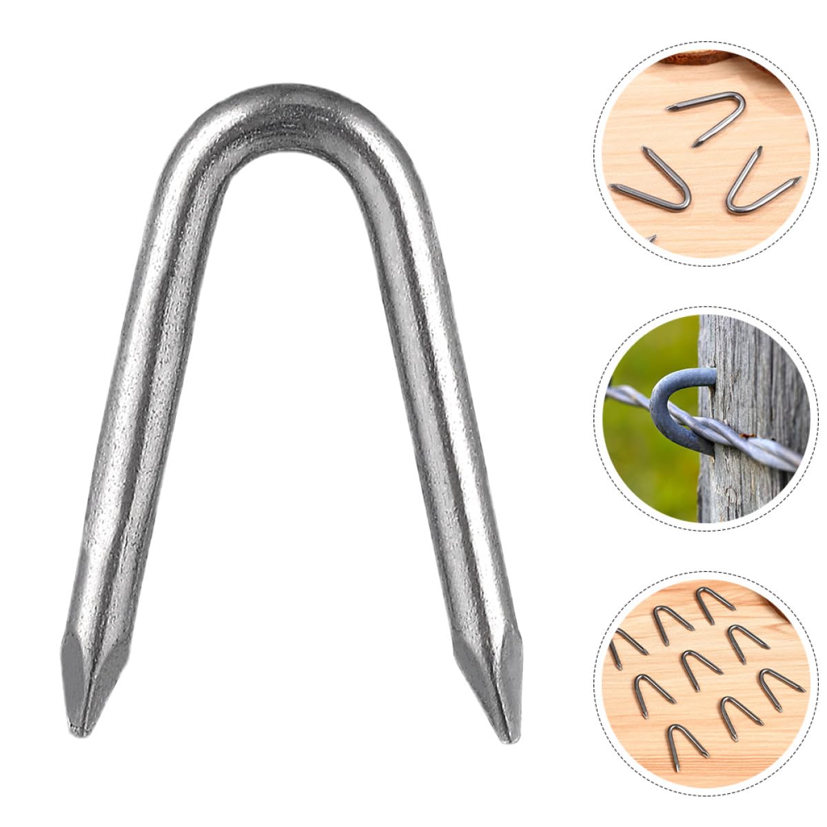 Heavy Duty U Shaped Wire Fence Staples, 1.5 Inch Iron Fasteners for Mesh