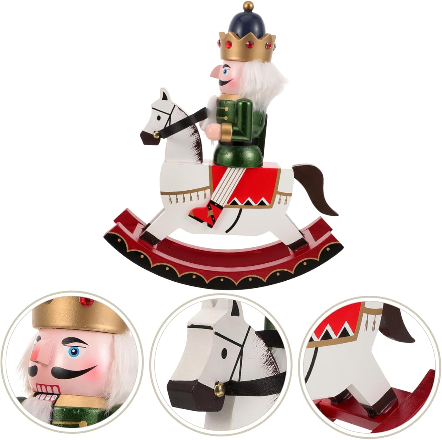 Traditional Wooden Nutcracker Soldier Ornament Handcrafted Wood Nutcracker Puppet with Festive Christmas Decoration for Home Office Desk Display Collectible Craft