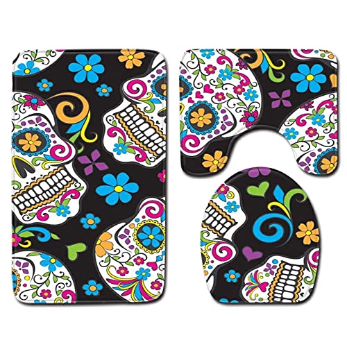 Badematten Set 3 teilig,Toilettenmatte Set,3er Badgarnitur Badezimmer Matte Set Dusch Bade Matte Vorleger Teppich 3D…