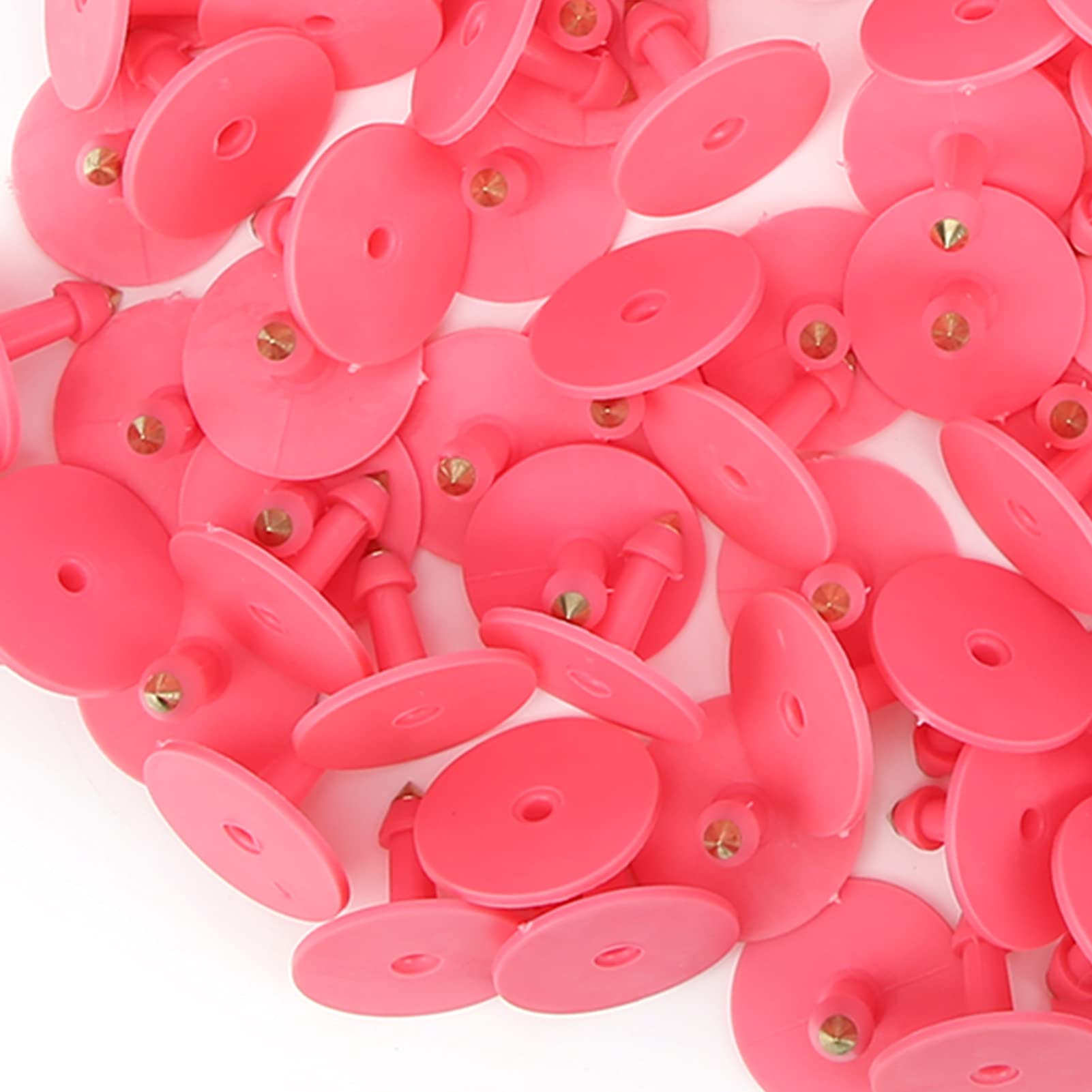 100 Pezzi di Marchi Auricolari per Animali da Fattoria in Plastica per Orecchini di Plastica per Capre Pecore Bovini Mucche Maiali[Rosa] Accessori per il trasporto di animali da allevamento