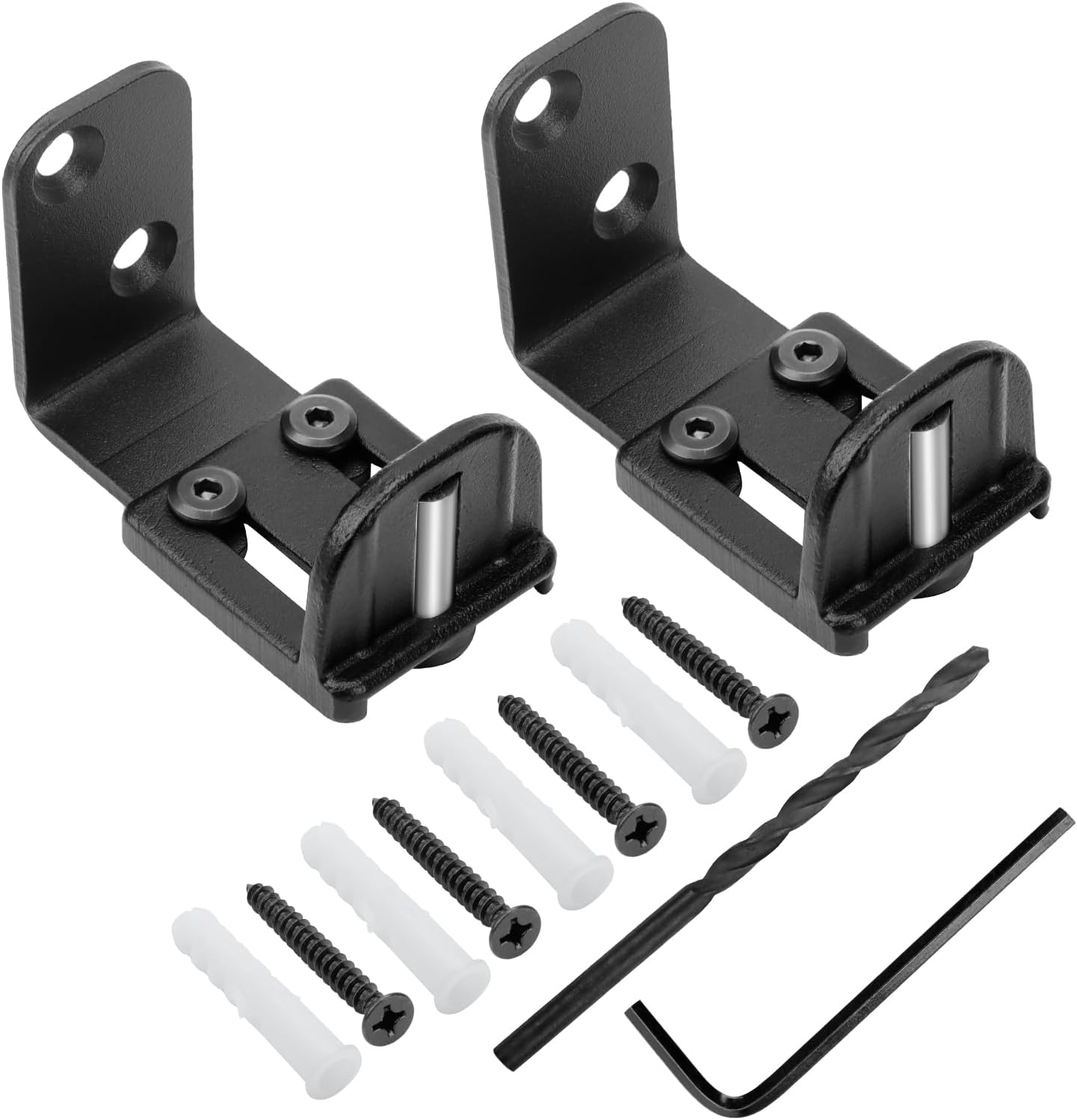 3 Adjustable Barn Door Floor Guide Bearing Design Sliding Barn Door Floor Guide Heavy Duty Metal Hardware, Sturdy Steel Frame (Black)