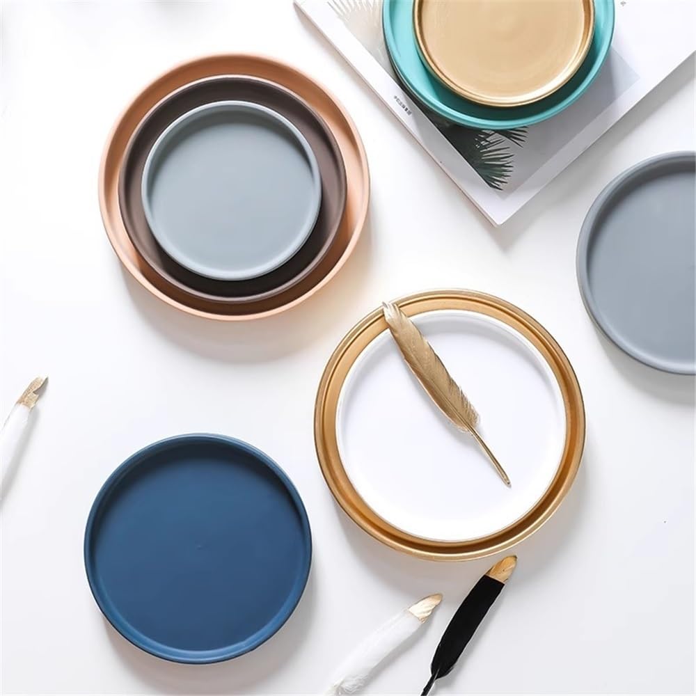 Versatile Sottovaso for Piante, Vaso da Fiori in Ceramica, Vassoio raccogligocce, Pallet Rotondo(Green,Grande)