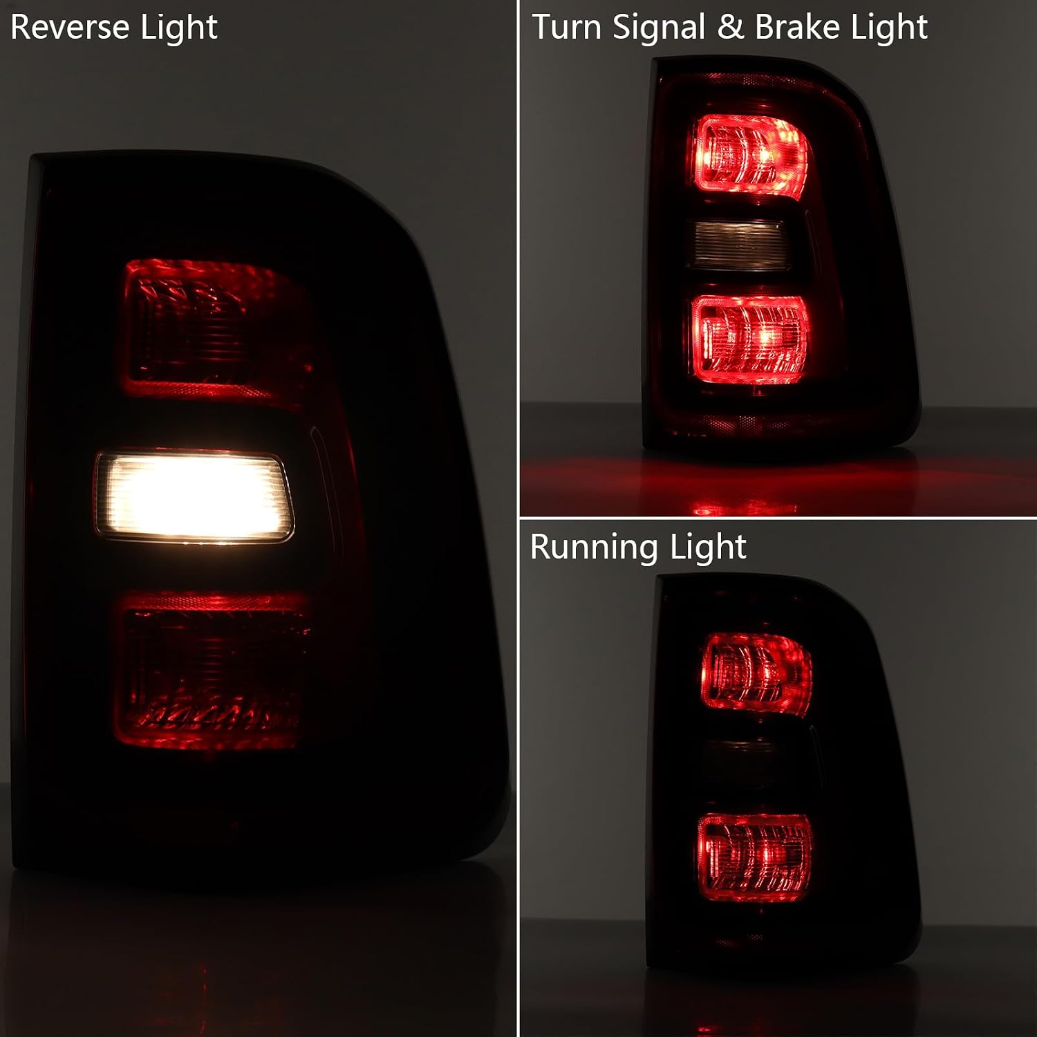 Astra Depot Halogen Smoked Red Bezel Tail Light Assembly Compatible With 2025 2026 Dodge Ram 1500 Rear Lamp Incandescent Rear Light Right Passenger Side 68531046AA, 68531046AB