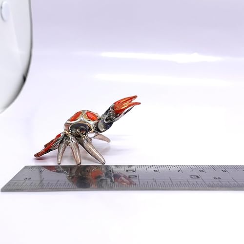Miniatura 2 de Figuras pequeñas en miniatura de cangrejo soplado a mano, arte de vidrio soplado a mano, animales de playa, regalo coleccionable para decorar el