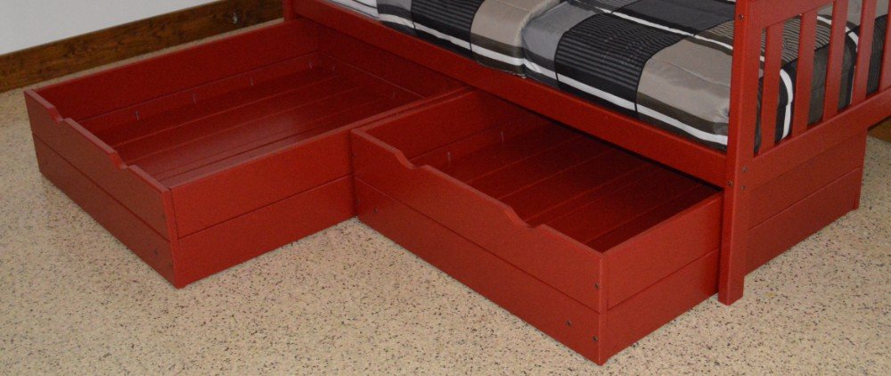 A & L Furniture 2 Piece Bed Drawers, Full, Tractor Red