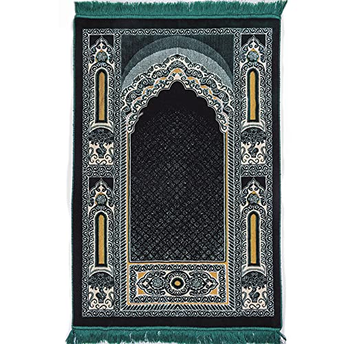 Modefa-Islamic-Prayer-Rug-Double-Plush-Large-Wide-Velvet-Carpet-Traditional-Muslim-Janamaz-Sajada-Thick-Turkish-Prayer-Mat-for-Men-Women-Ramadan-or-Eid-Gift-Floral-Mihrab-Green