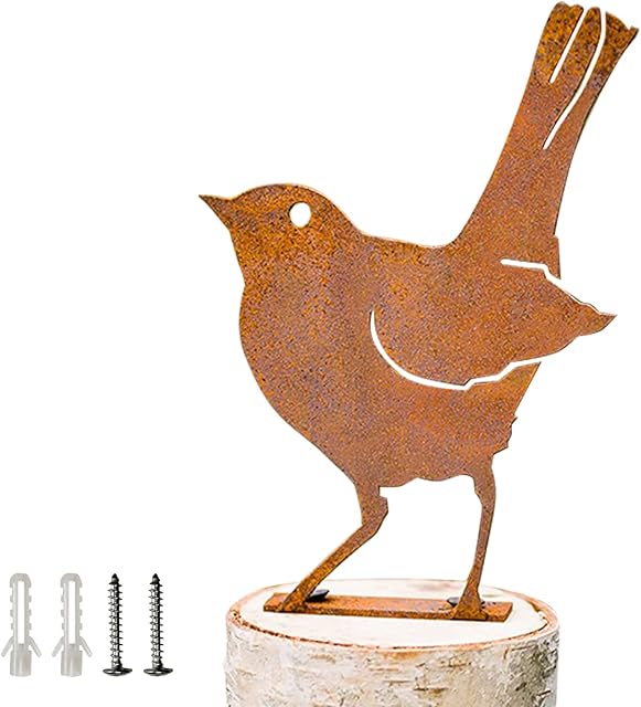 Baby Robin, Rusty Birds Decoration Lifelike Patina Metal Birds Garden Ornaments Silhouette Simulation Bird Figurine Home Decor Rustic Outdoor Patio Yard Adornment Metal Birds Statues