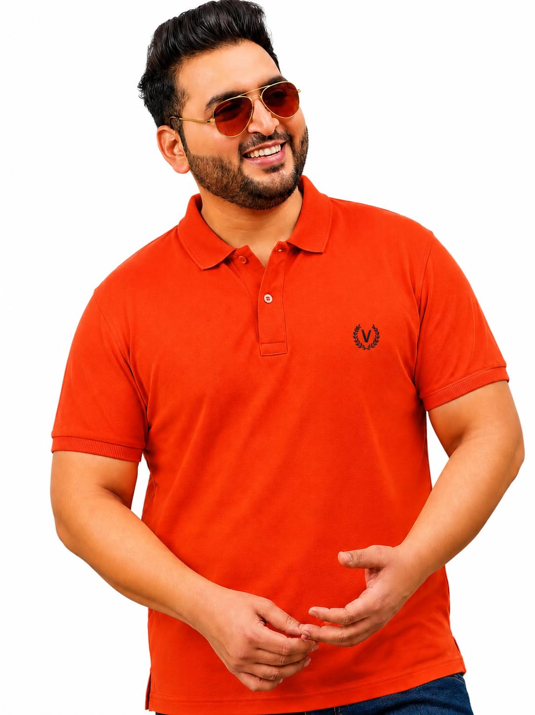 mack jonney Plus Size Men's Solid Polo T-Shirt | Premium Cotton Blend Collared Half Sleeve Regular Fit Casual Polo Tee for Men-MJ-1-picture-16