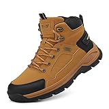 SFXLUCART New Men's Boots Fashion Outdoor Hiking Boots Waterproof Leather Men's Work Boot Non-slip Men Desert Ankle Boot Sneakers (Yellow,12)