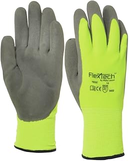 Tucker FlexTech Green Synthetic Knit Hi-Vis Thermal Gloves with Grey Nitrile Coated Palm - Large