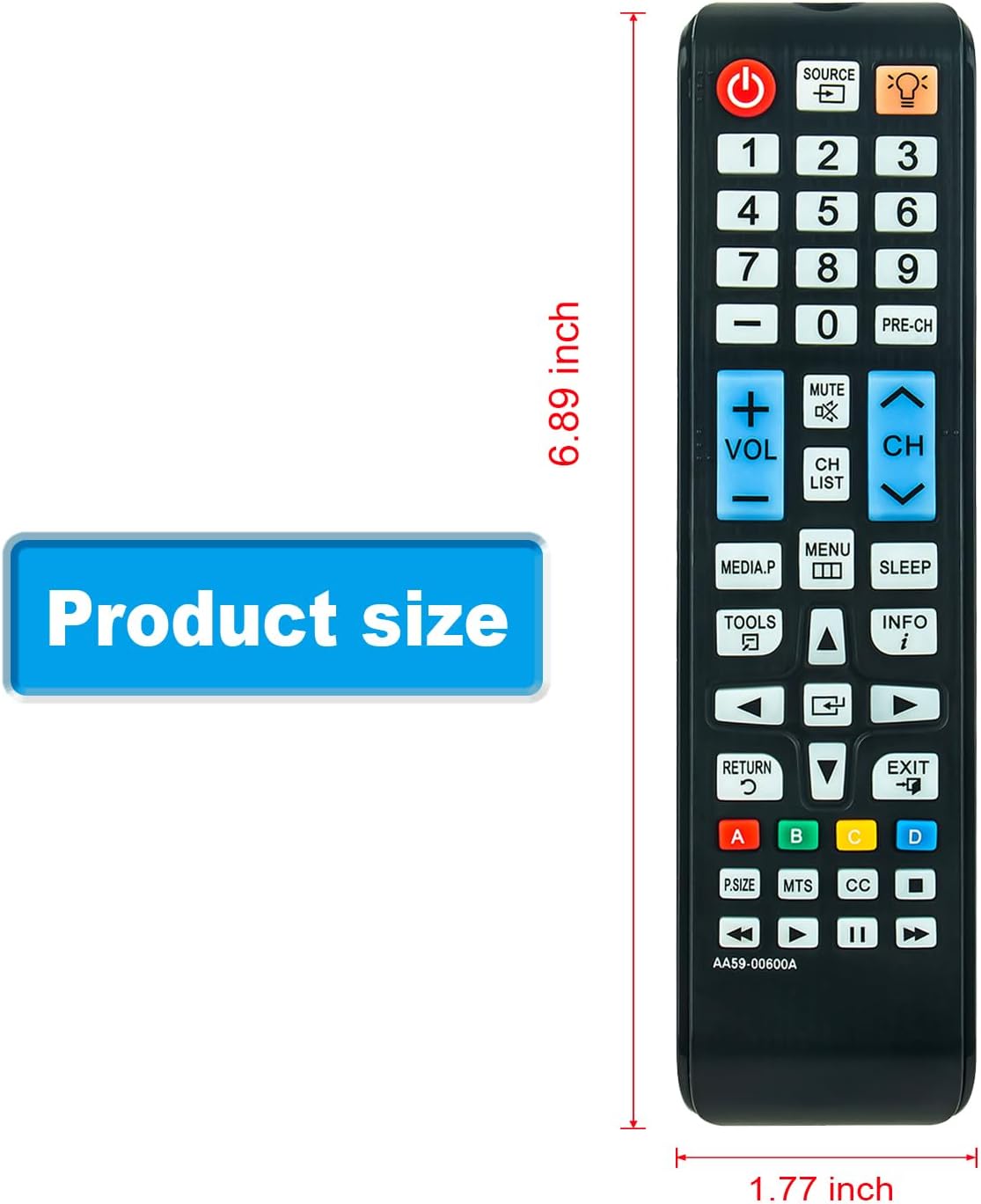Image showing the dimensions of the remote control