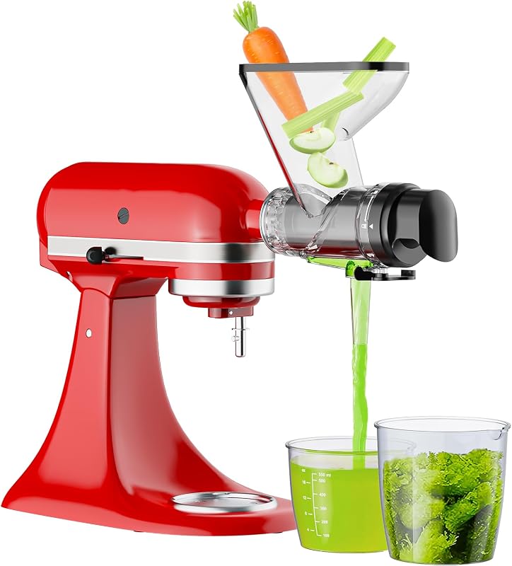 InnoMoon Masticating Juicer Attachment for KitchenAid Stand Mixer | Cold Press Juicer for KitchenAid Mixer Attachments with Dual Feed Chute, Slow Juicer Machine for Vegetables & Fruits