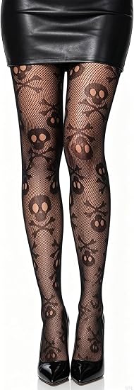 Olbye Black Fishnet Stockings Snake Tights Skull Thigh High Waist Stocking Bat Lace Leggings Halloween Goth Tights for Women